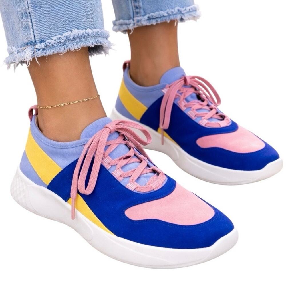 Vaneli Sport Colorblock Sneakers 7.5 NWT Pink Blue Yellow